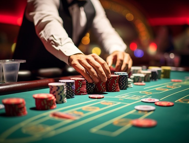 Live-dealer studio on wede388 login showing multi-camera setup and transparent card dealing